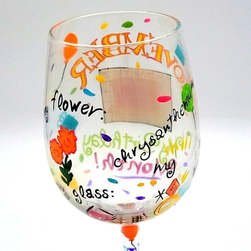 LOLITA Wine Glass Hand Painted November Birthday Recipe on Bottom